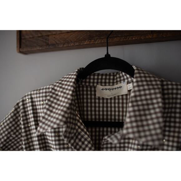 Anthropologie The Tobie Studded Shirt Dress by Exquise Large - Picture 4 of 5